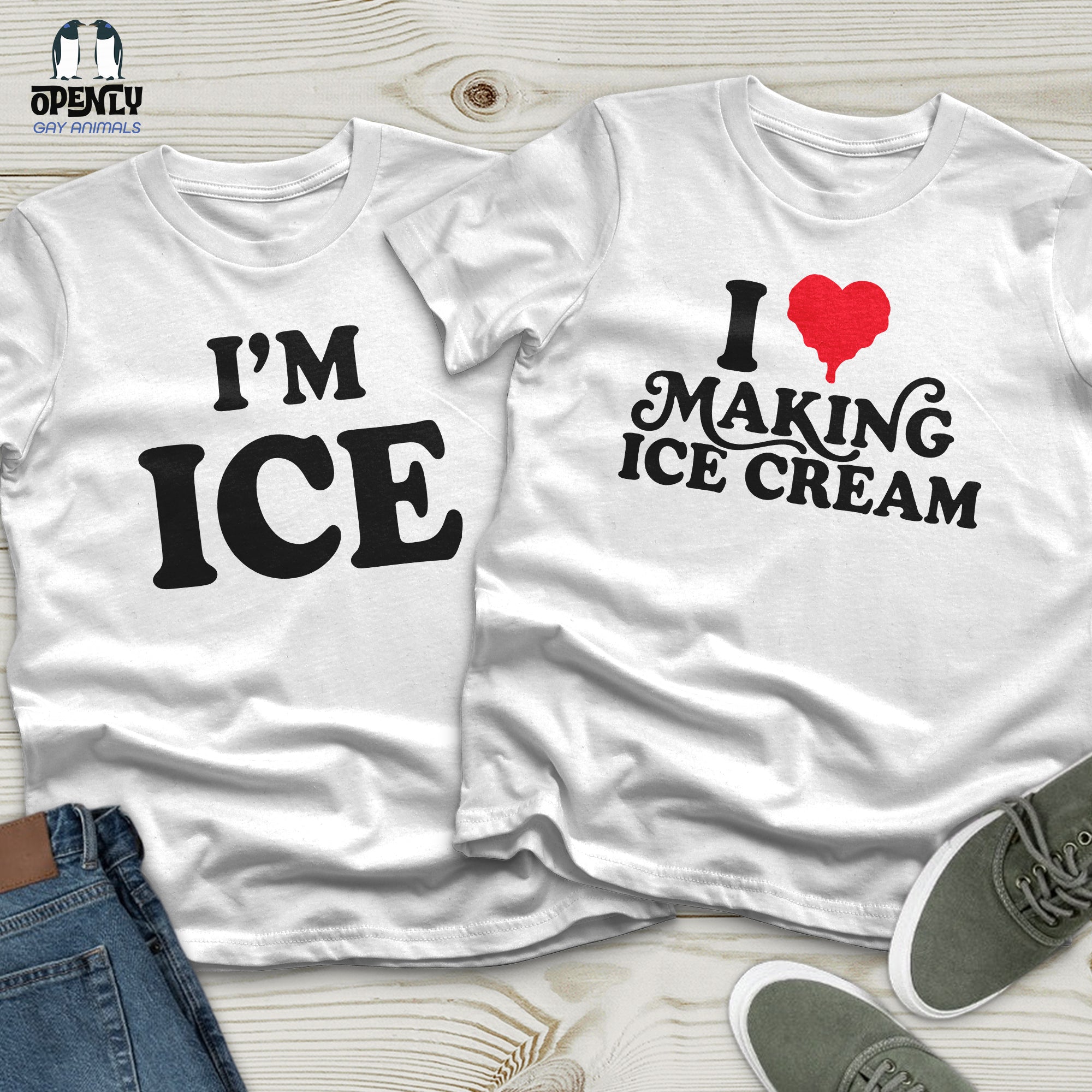 ICE Cream Black Couple T-Shirt Set