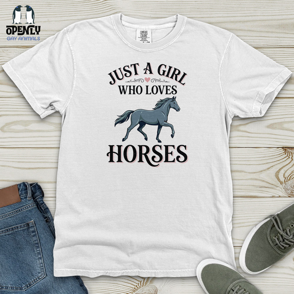 Just A Girl Who Loves Horses Heavy Cotton Comfort Colors Tee