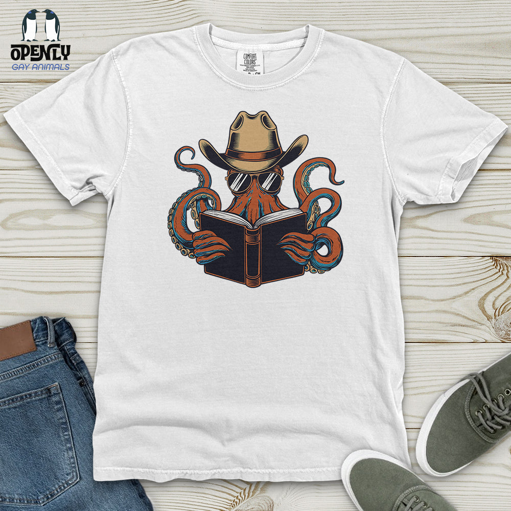Octopus Reading Book Heavy Cotton Comfort Colors Tee