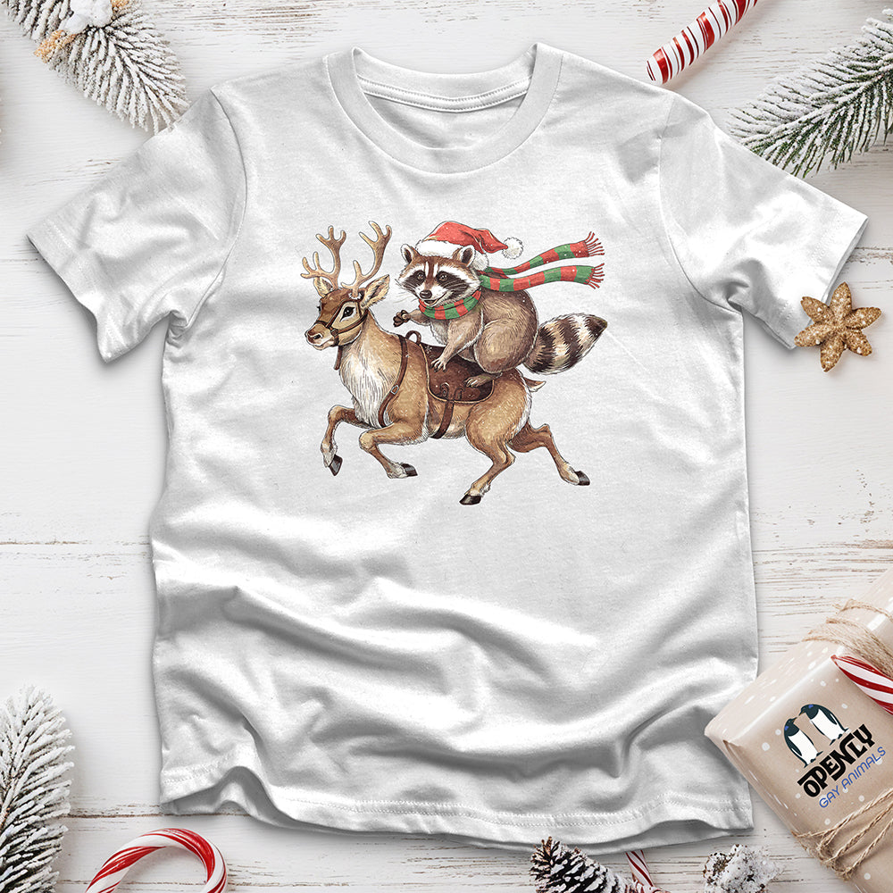 Raccoon Riding Reindeer Unisex t-shirt