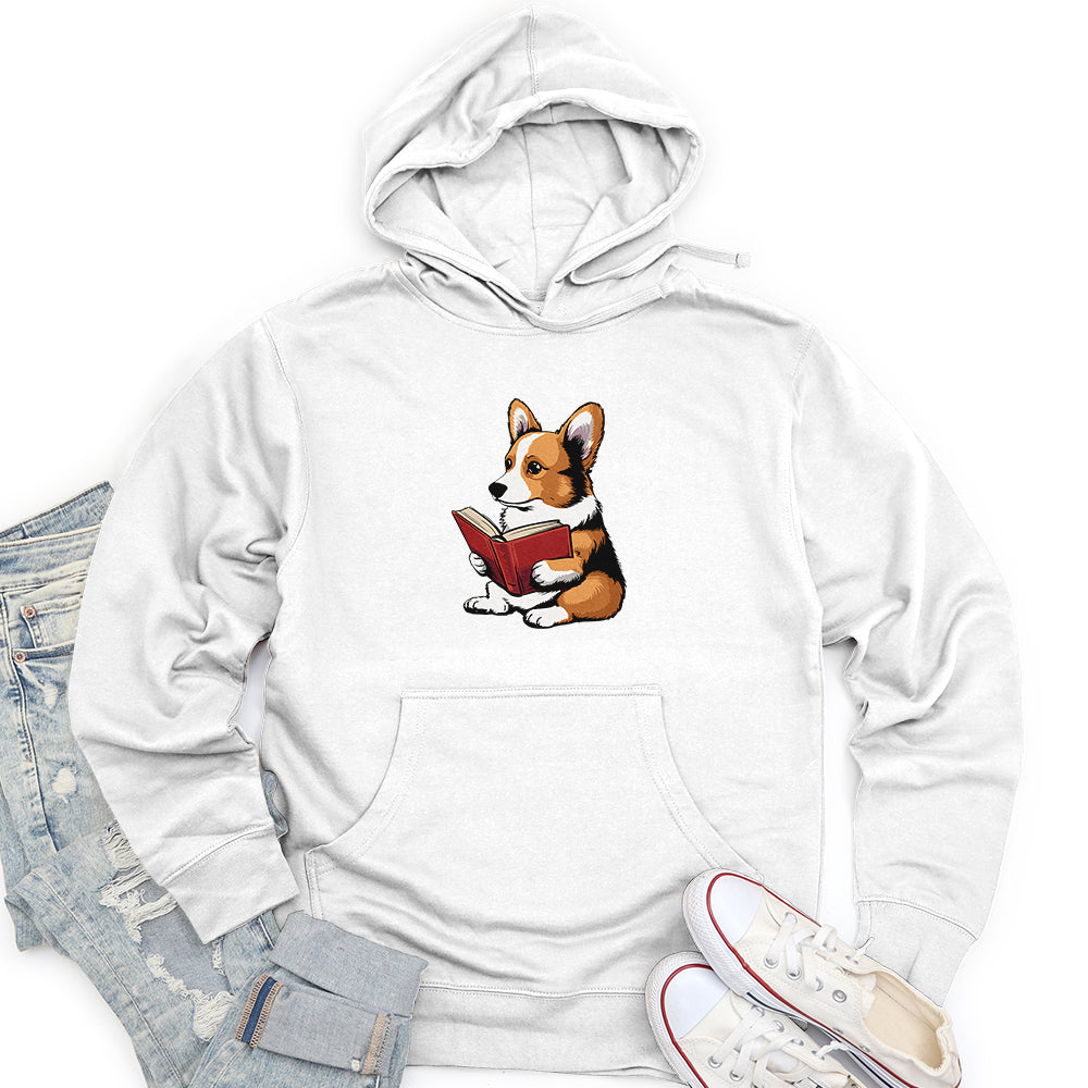 Corgi Reading Book Unisex midweight hoodie