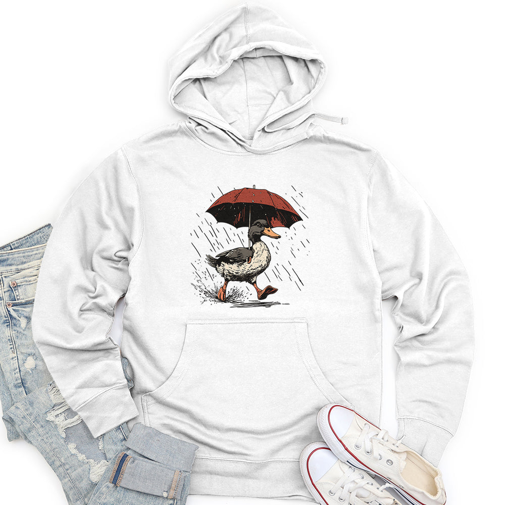 Duck Running Holding Umbrella Unisex Midweight Hoodie