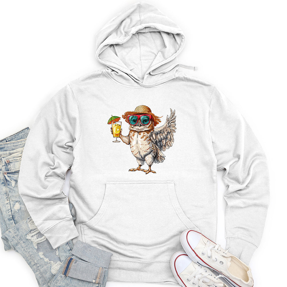 Owl Beach Vacation Unisex Midweight Hoodie