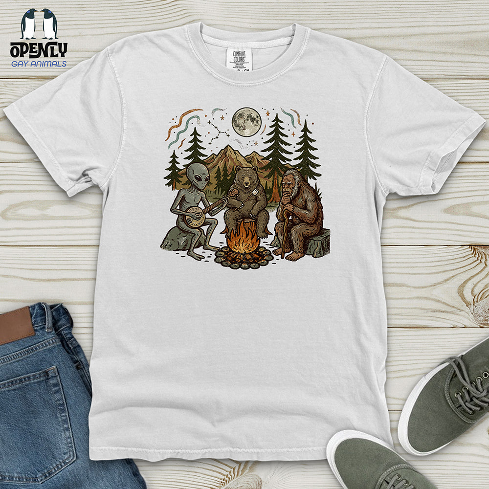 Bigfoot Alien Camping Heavy Cotton Comfort Colors Tee