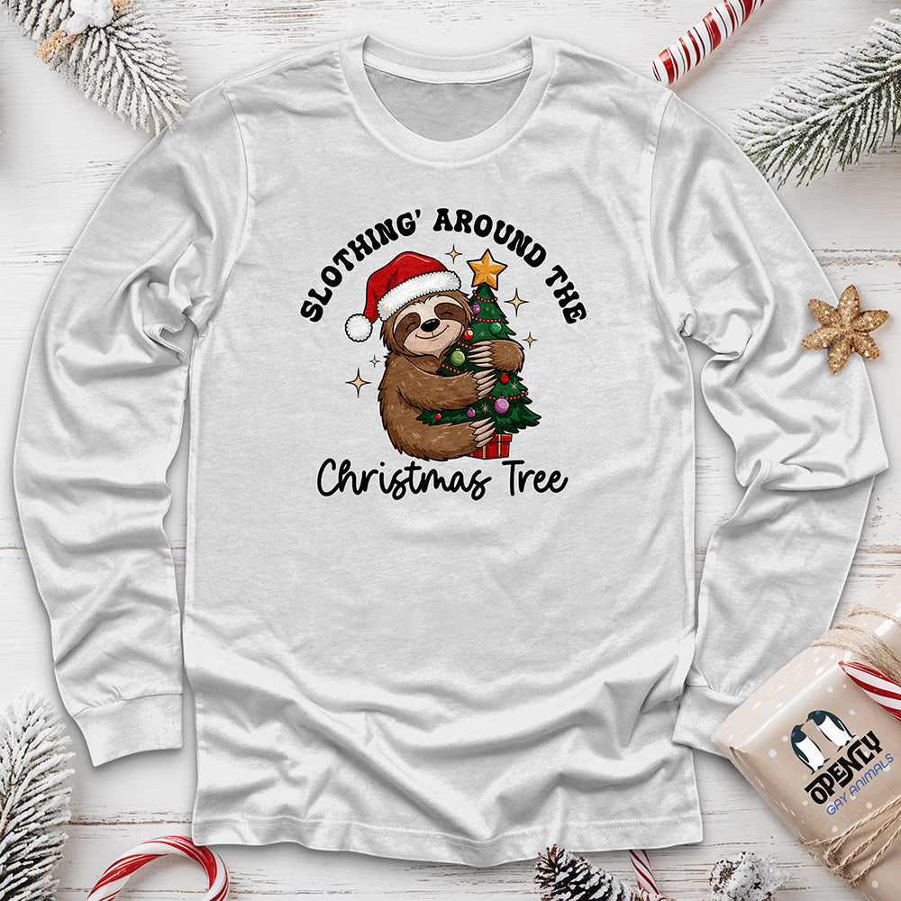 Slothing Around The Christmas Tree Unisex Long Sleeve Tee