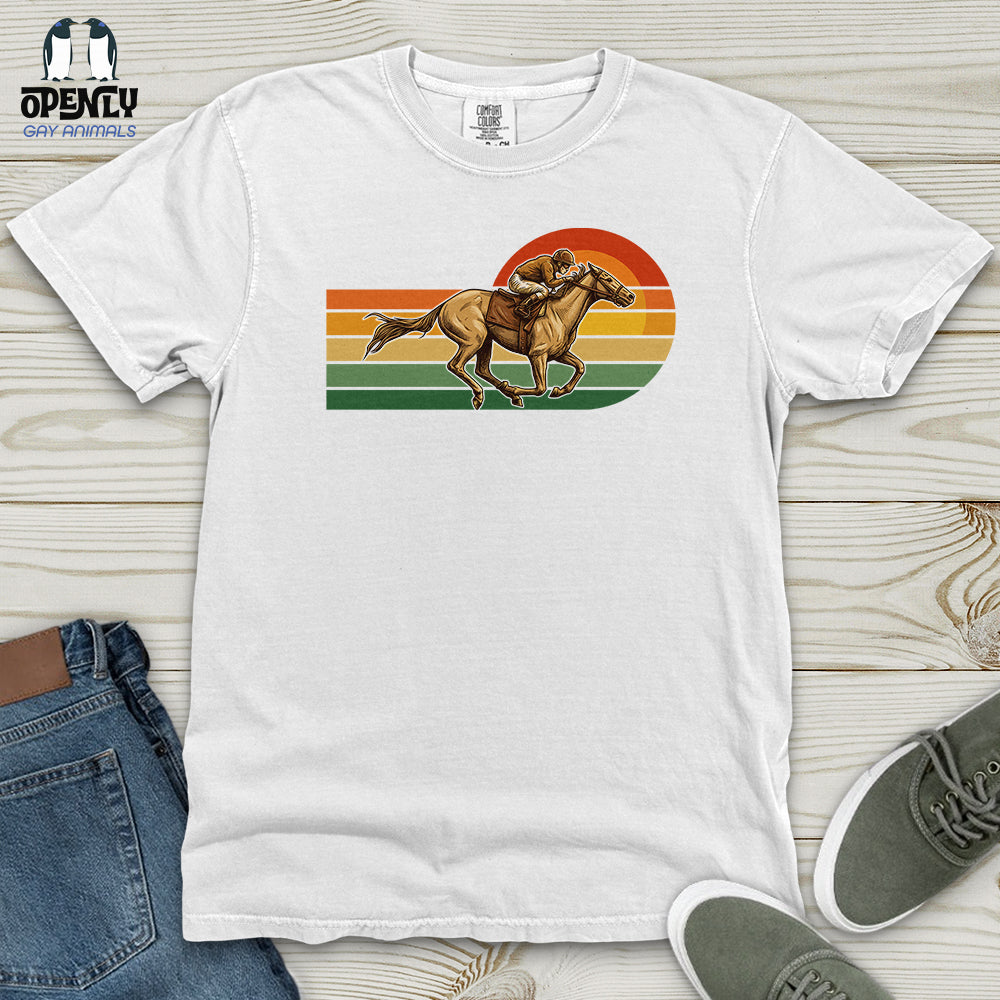 Horse Racing Retro Sunset Heavy Cotton Comfort Colors Tee