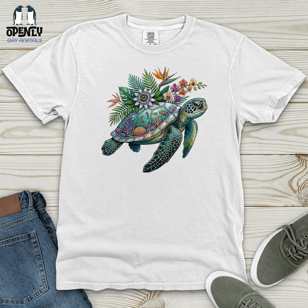 Floral Turtle Heavy Cotton Comfort Colors Tee