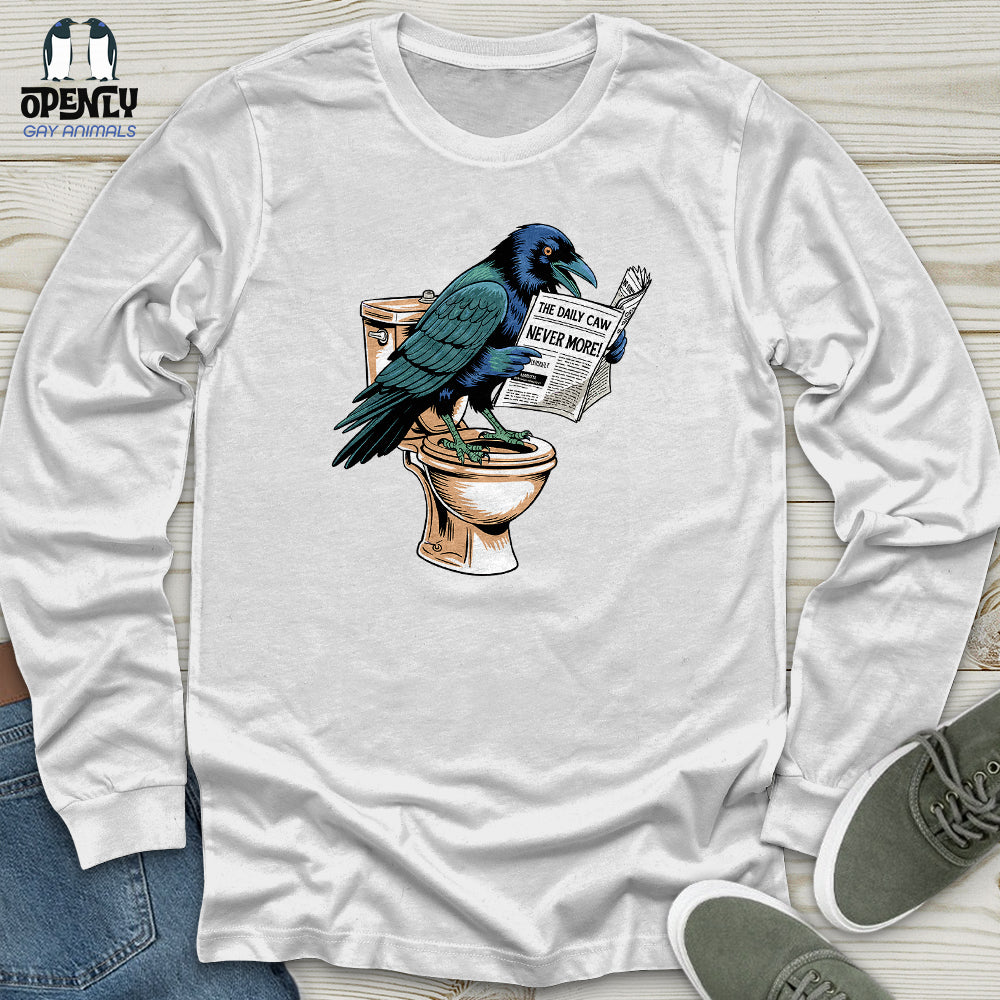 Raven Reading Newspaper Unisex Long Sleeve Tee