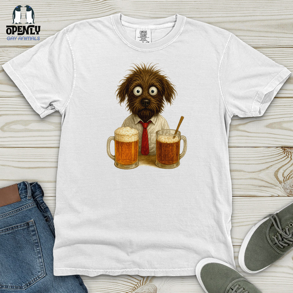 Comics Dog Drinking Beer Heavy Cotton Comfort Colors Tee