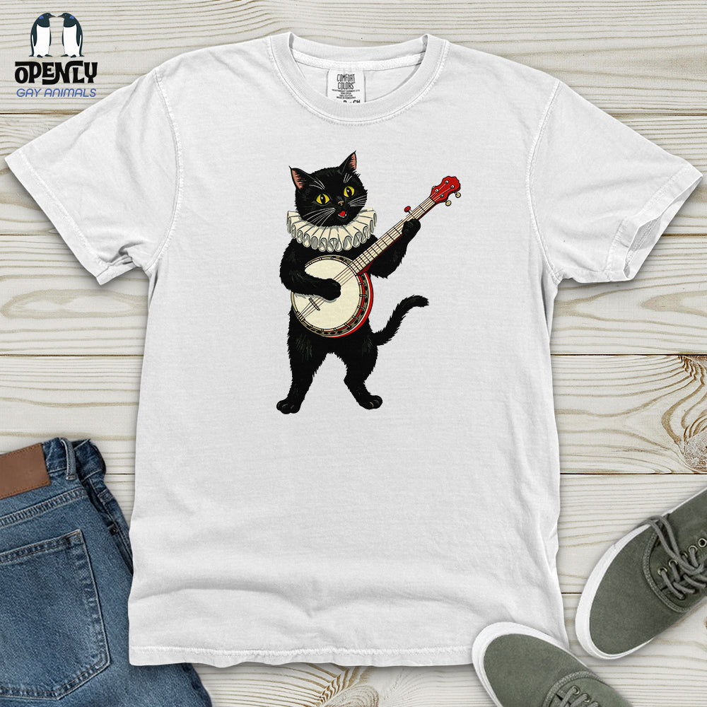 Cat Playing a Banjo Heavy Cotton Comfort Colors Tee