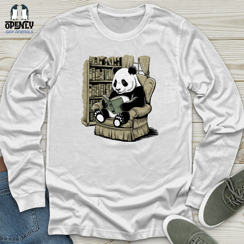 Panda Reading Book Unisex Long Sleeve Tee