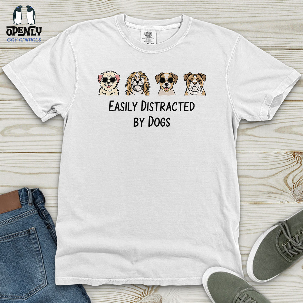 Men's Easily Distracted by Dogs Heavy Cotton Comfort Colors Tee
