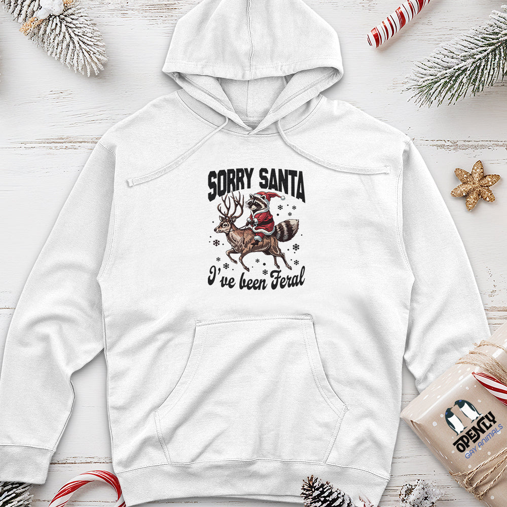 Sorry Santa I've Been Feral Unisex Midweight Hoodie