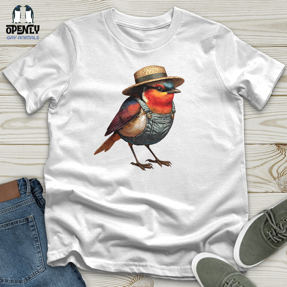 Robin Bird With a Straw Hat Unisex T-Shirt