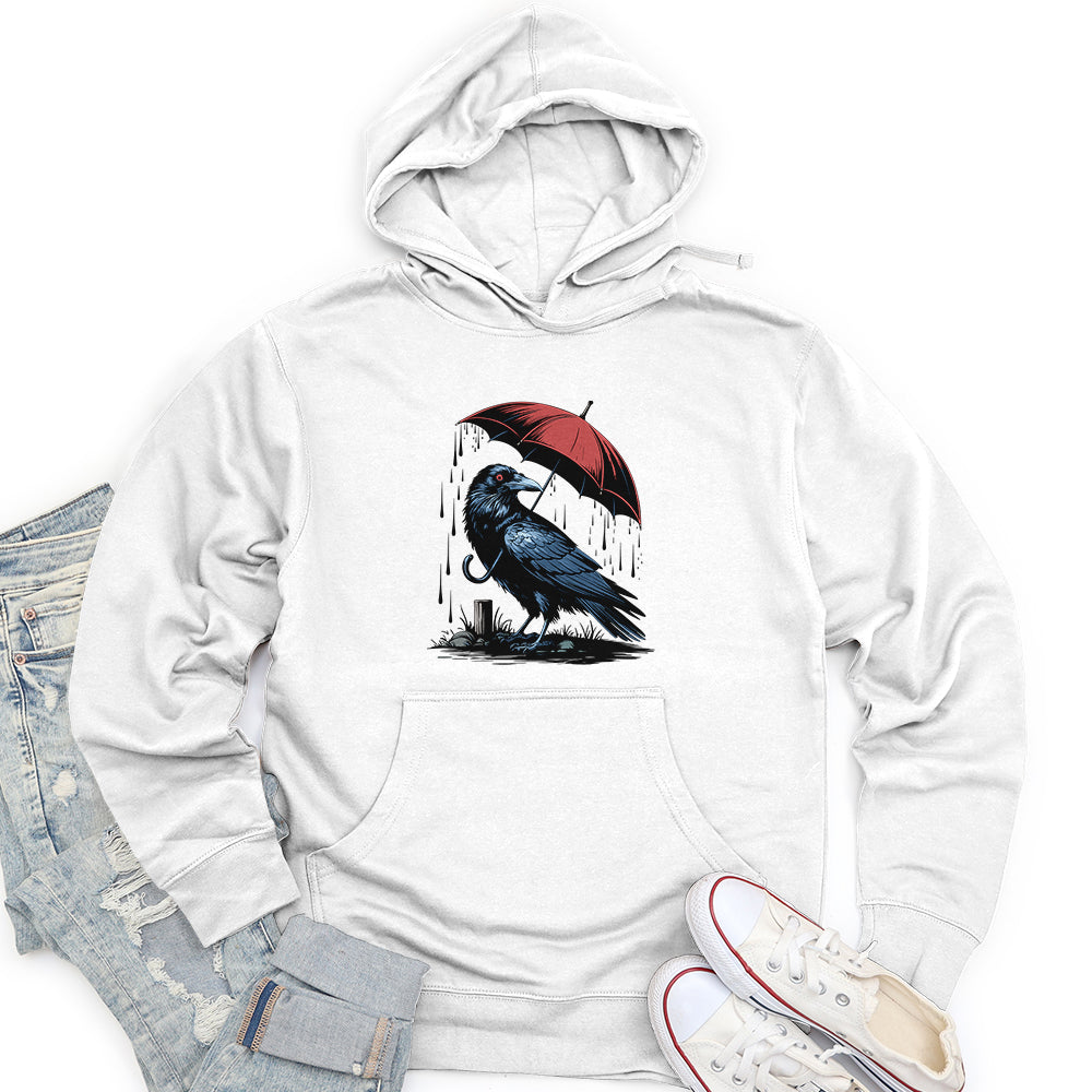 Raven in Rain Unisex Midweight Hoodie