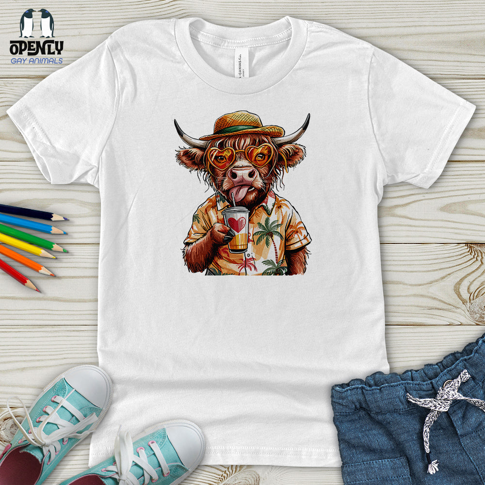 Summer Highland Cow Youth T-Shirt