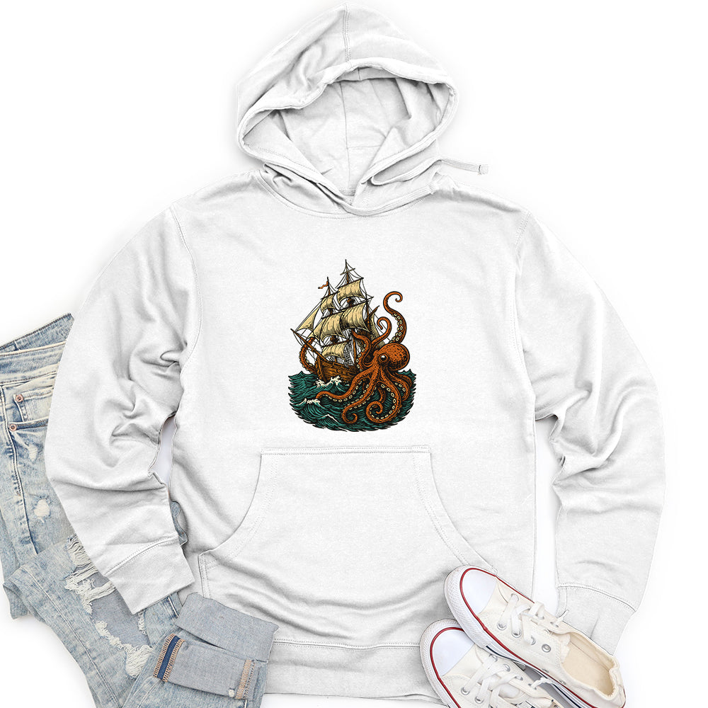 Octopus Attack Pirate Ship Unisex Midweight Hoodie