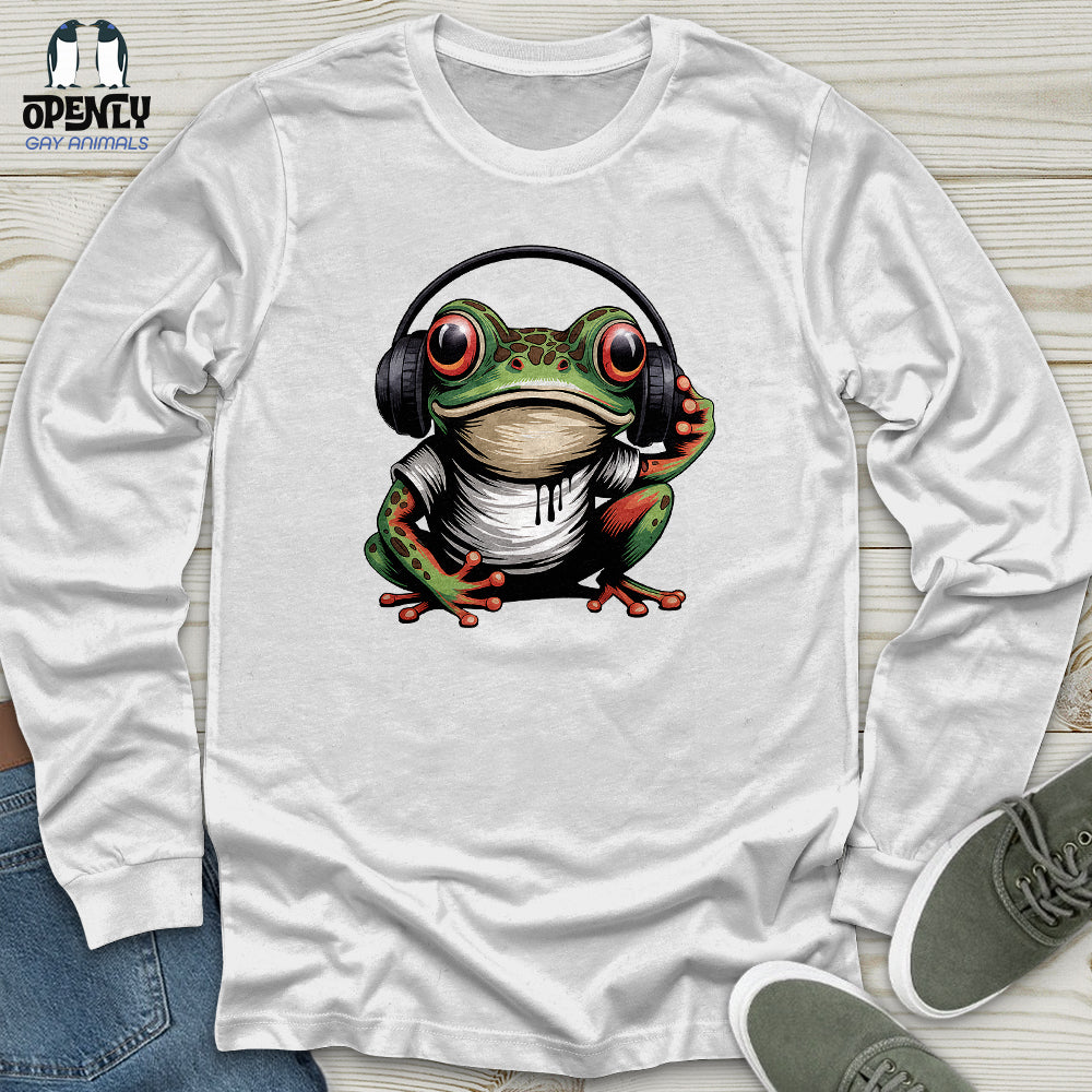 Frog in Headphones Unisex Long Sleeve Tee