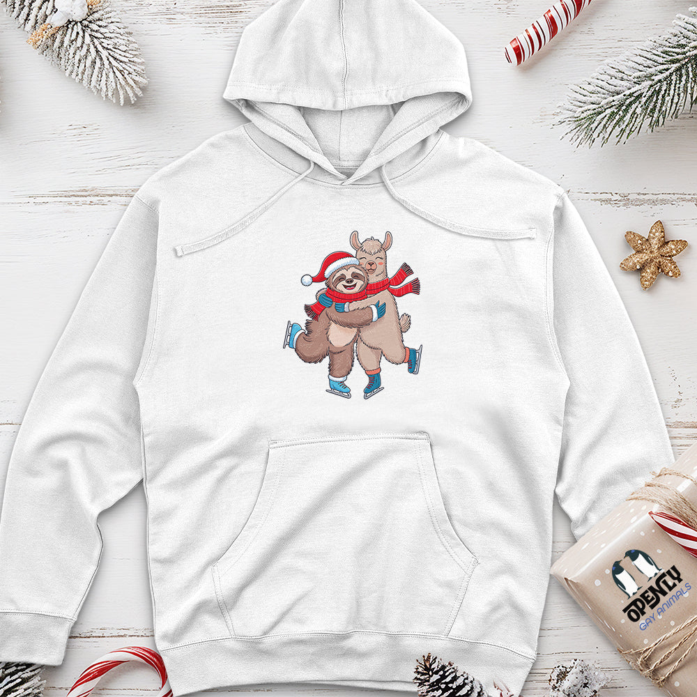 Sloth Hugging Llama Unisex Midweight Hoodie