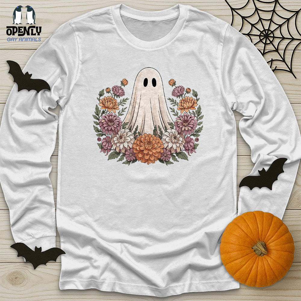 Floral Halloween Ghost Unisex Long Sleeve Tee