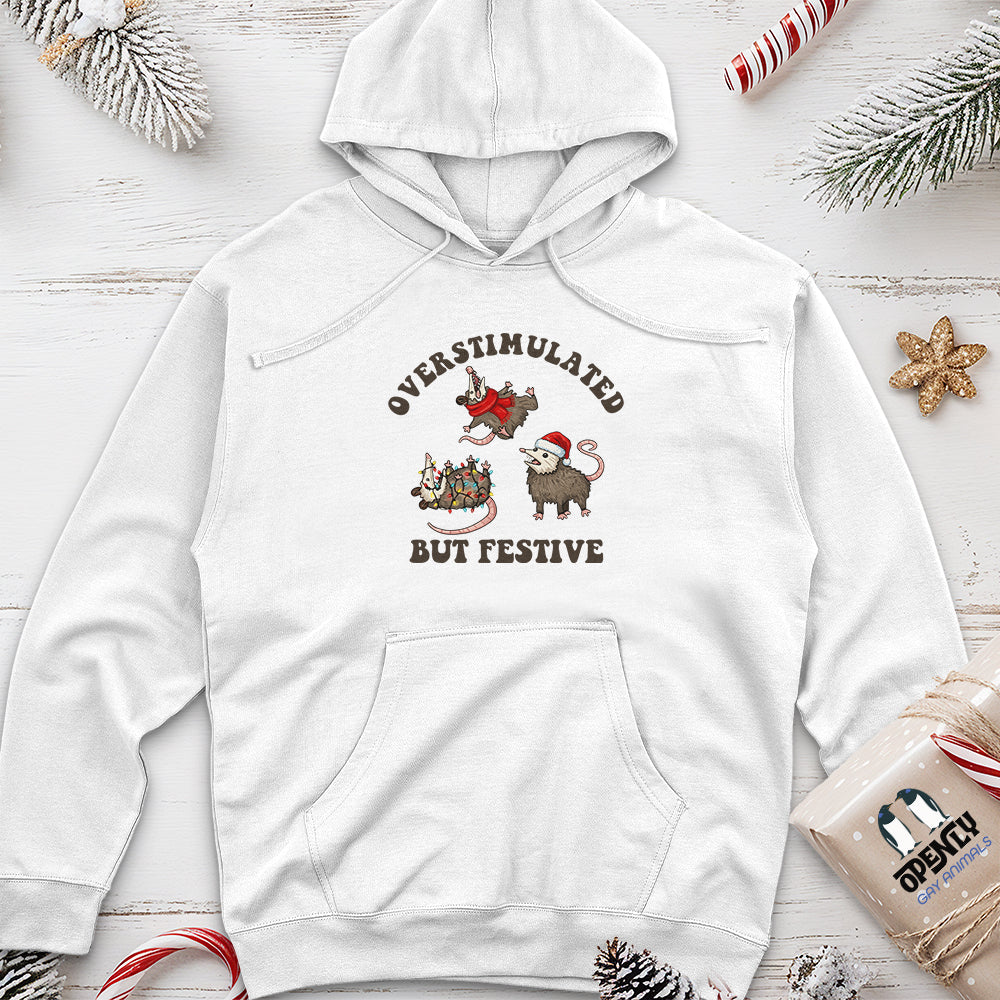 Overstimulated but Festive Unisex Midweight Hoodie