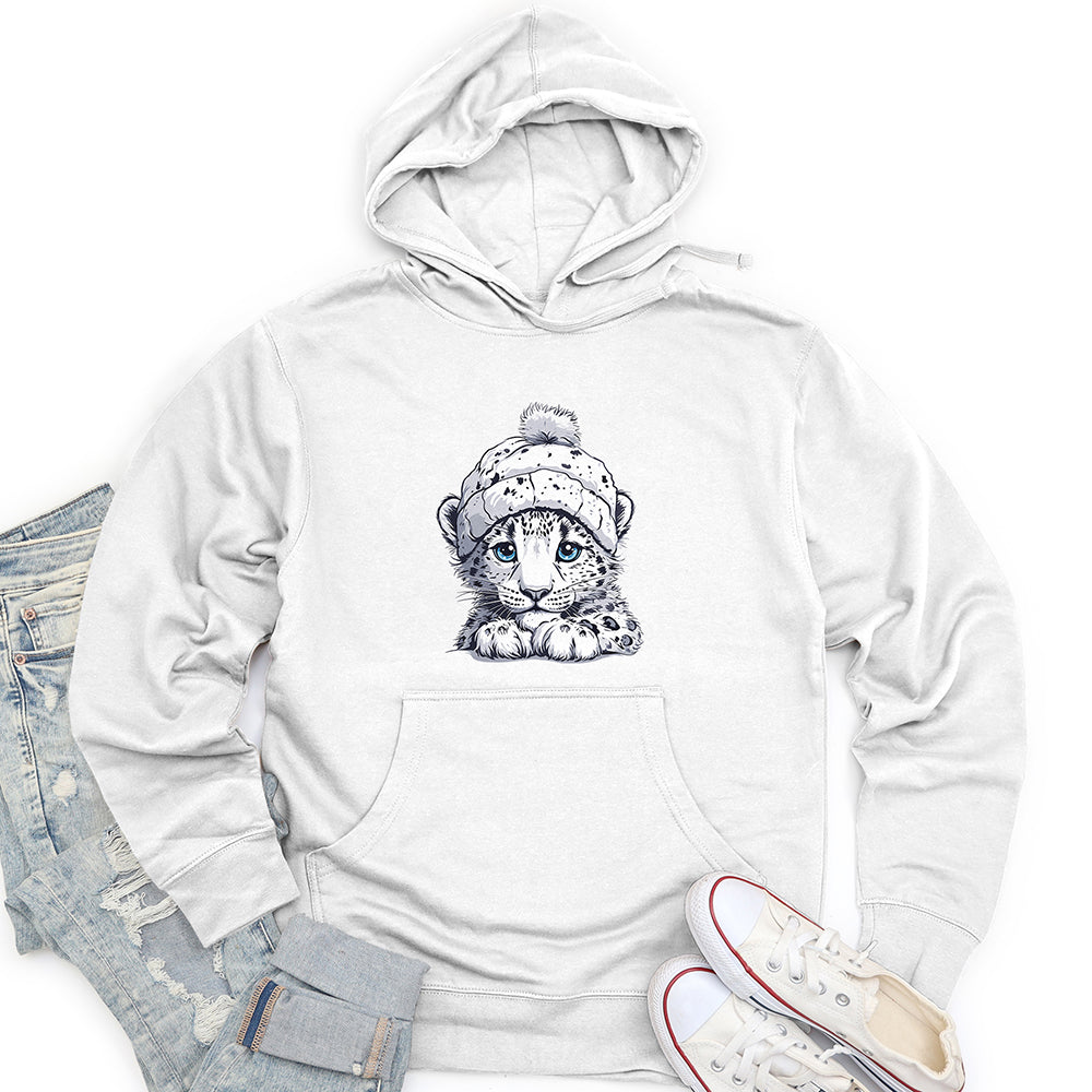 Snow Leopard Warmth Unisex Midweight Hoodie