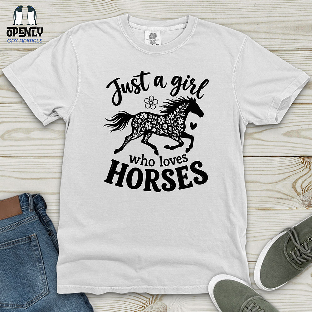 Floral Horse Silhouette Heavy Cotton Comfort Colors Tee