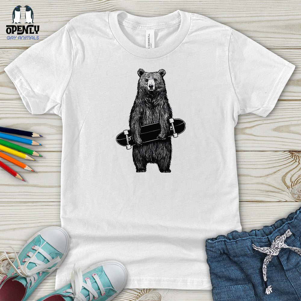 Bear Holding a Skateboard Youth T-Shirt