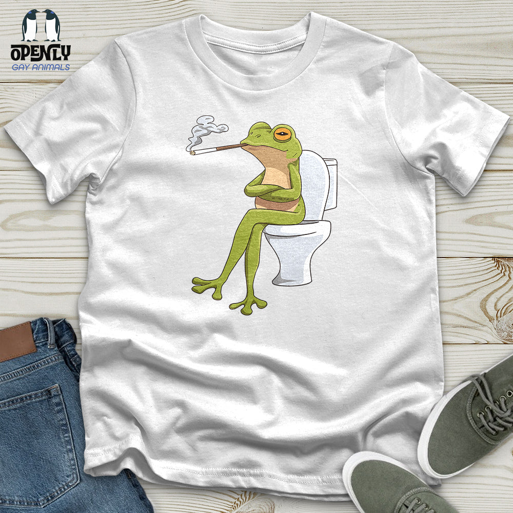 Frog Sitting on a White Toilet Unisex t-shirt