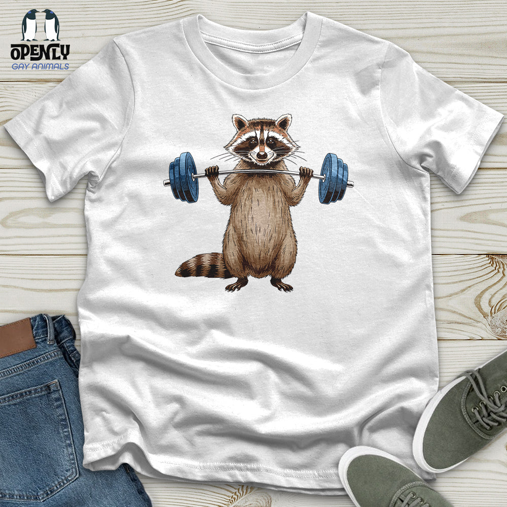 Raccoon Dumbbelling Unisex t-shirt