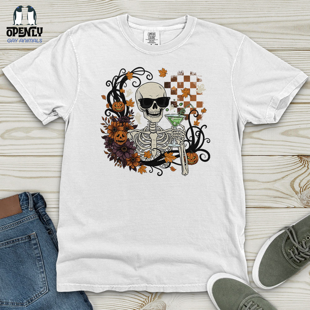 Skeleton Drink Wine Heavy Cotton Comfort Colors Tee