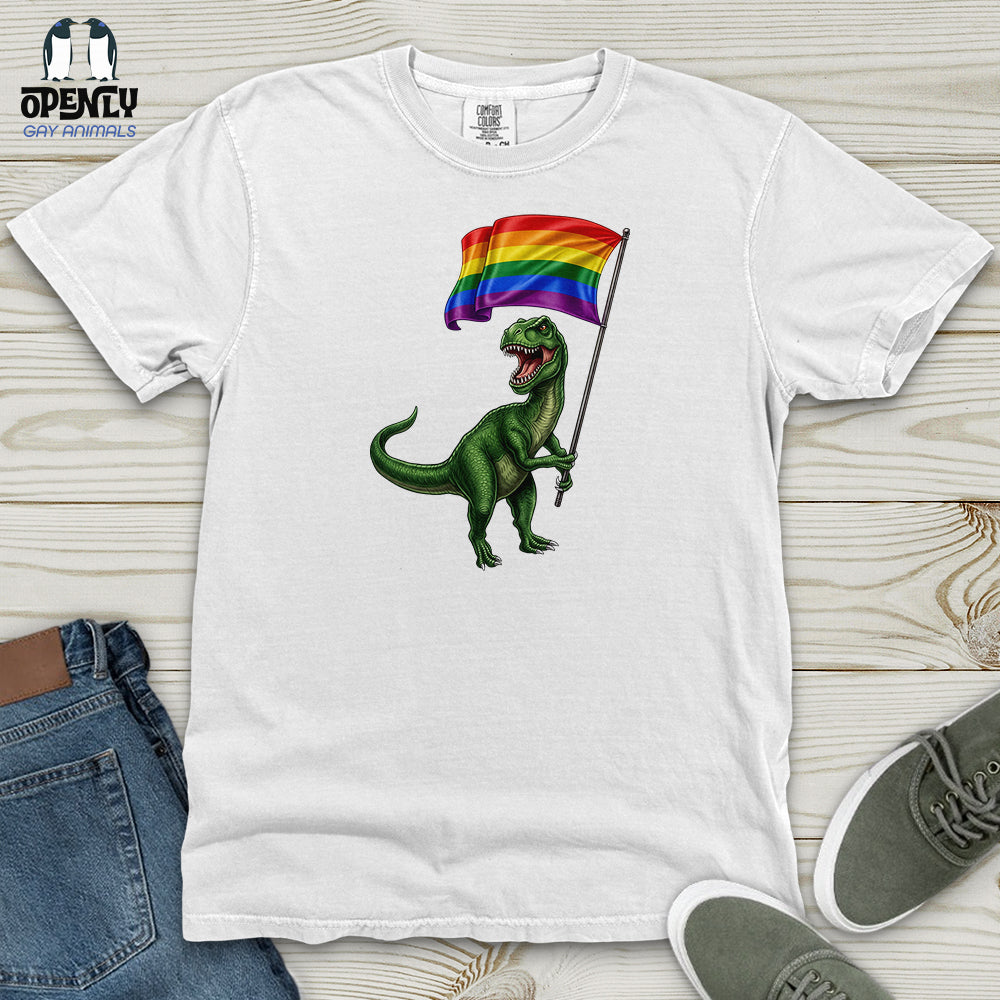 Dinosaur With Flag Heavy Cotton Comfort Colors Tee