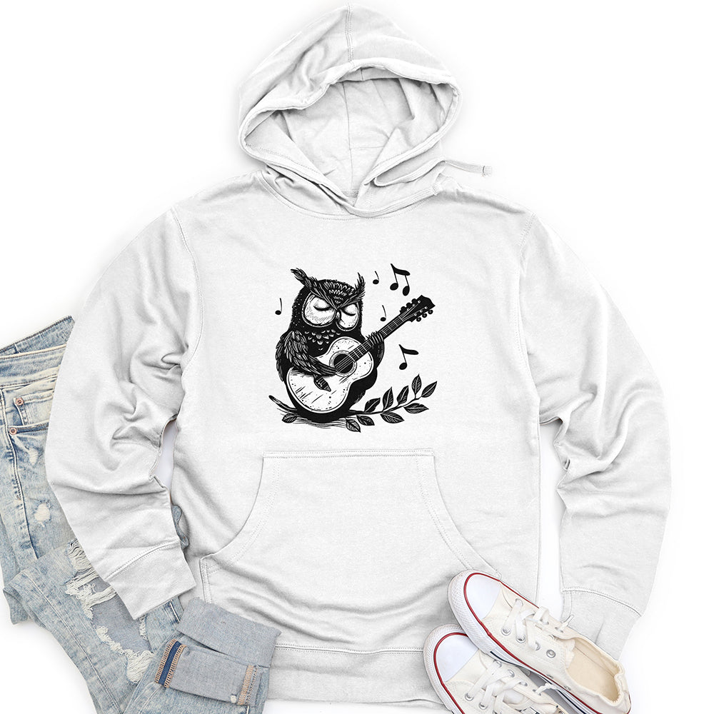 Owl Guitar Serenade Unisex Midweight Hoodie