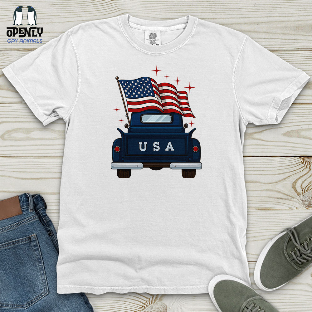 Happy Memorial Day Farm Truck Heavy Cotton Comfort Colors Tee