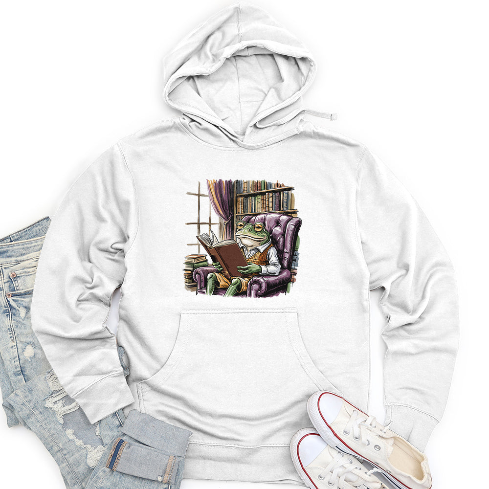 Frog Reading Book Unisex Midweight Hoodie