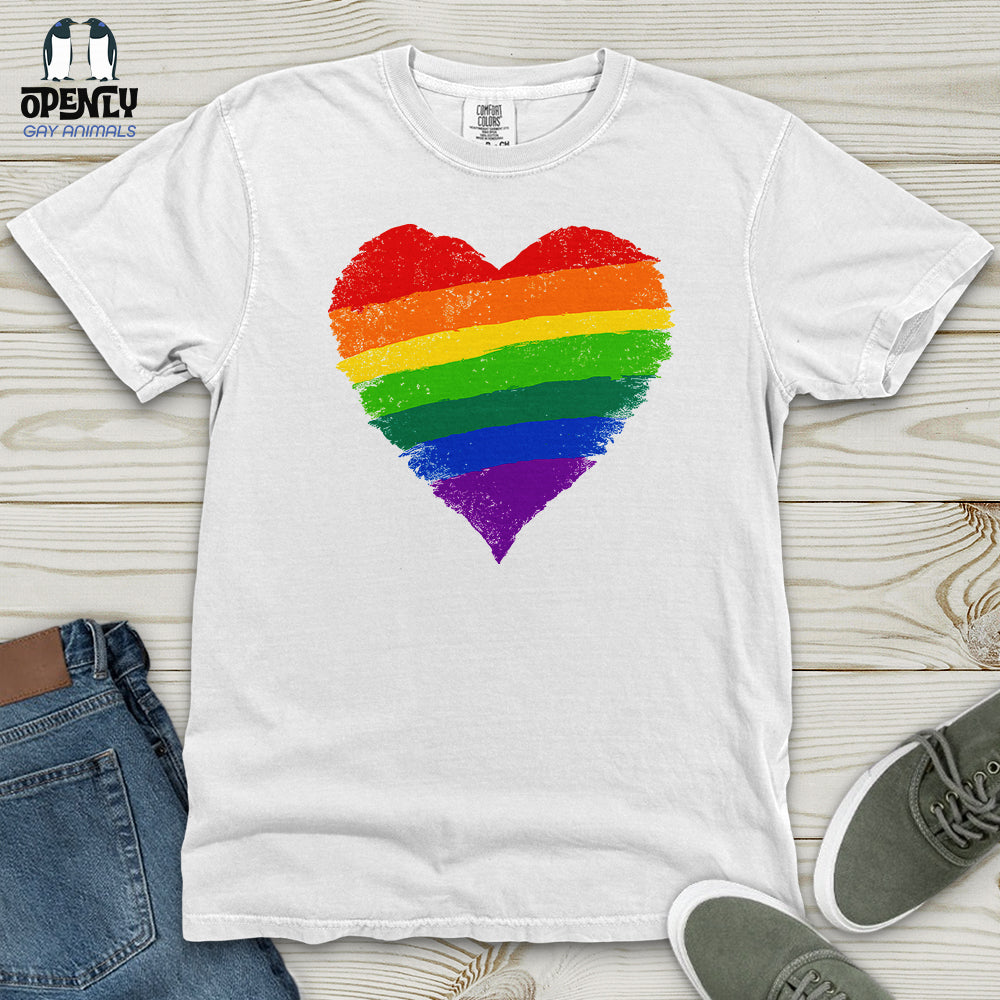 Rainbow Heart Lgbt Ally Heavy Cotton Comfort Colors Tee