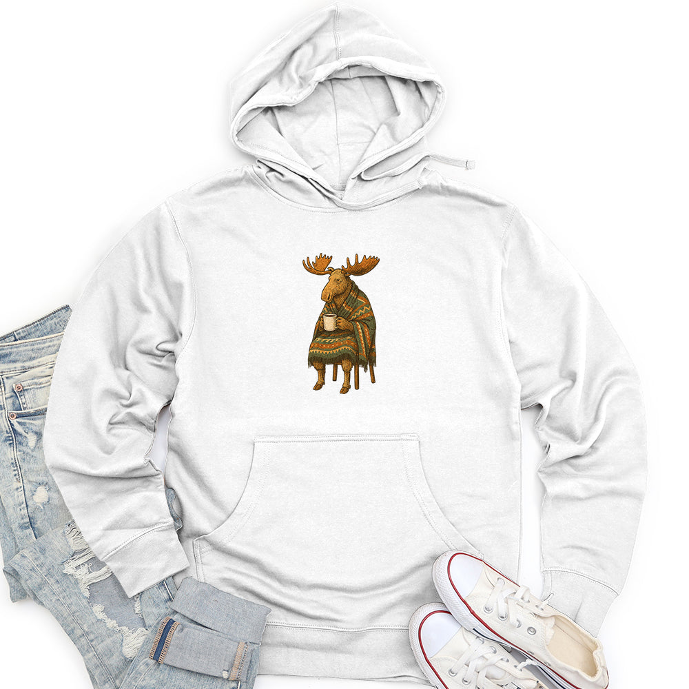 Moose Drinking Coffee Unisex midweight hoodie