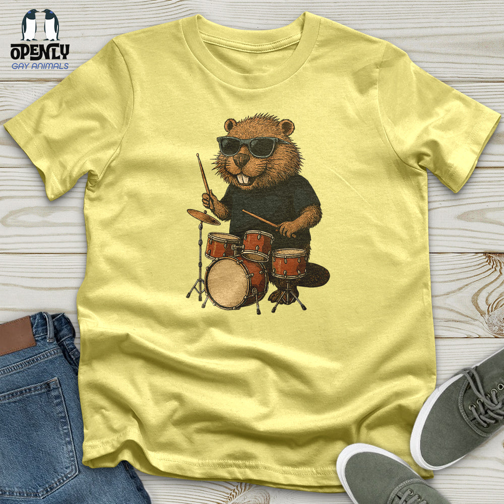 Beaver Playing Drum Unisex t-shirt