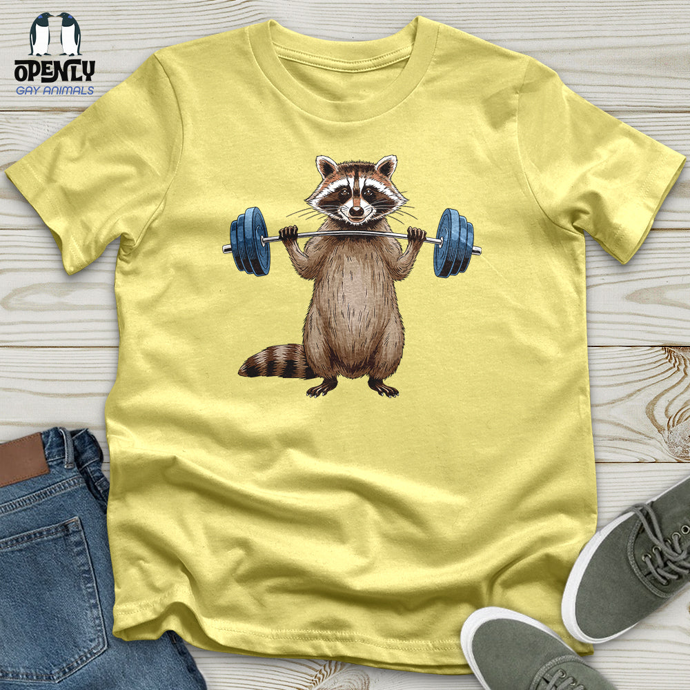Raccoon Dumbbelling Unisex t-shirt
