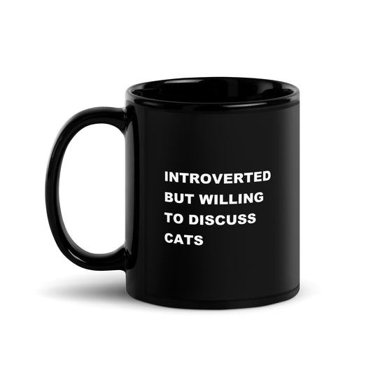 Introverted Cats Black Glossy Mug