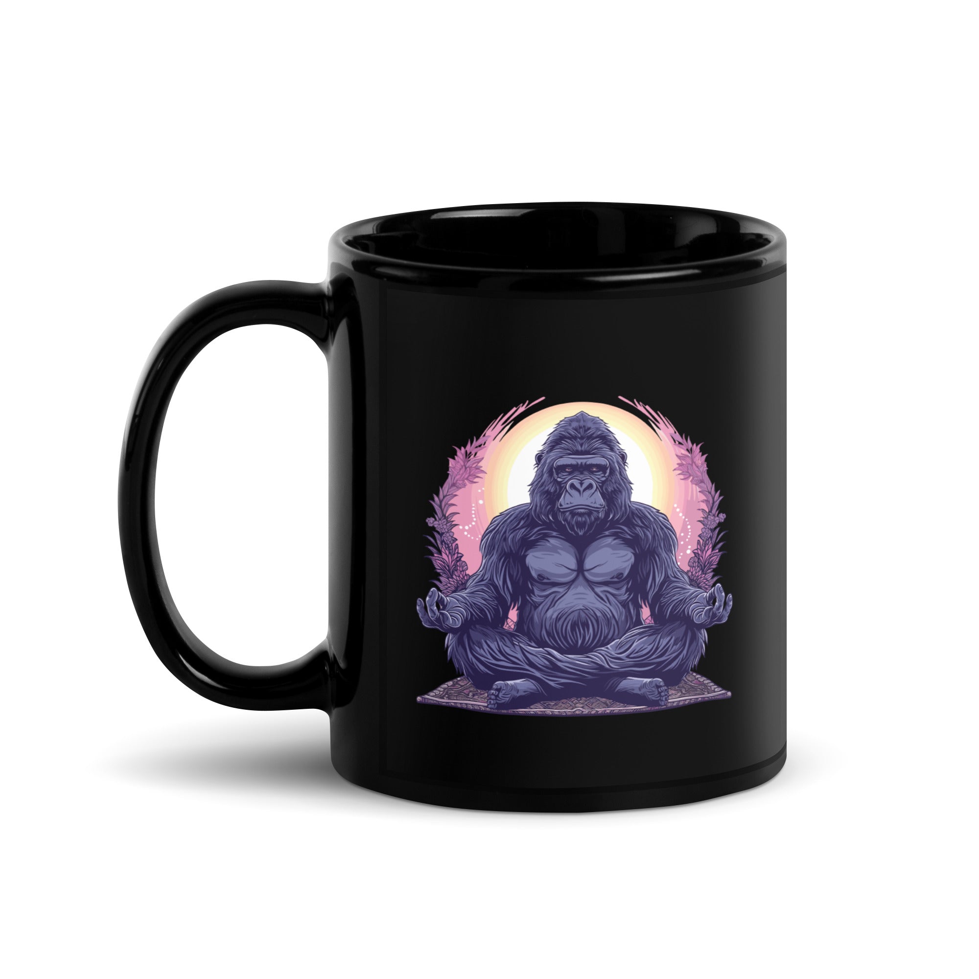 Tranquill Gorilla Black Glossy Mug