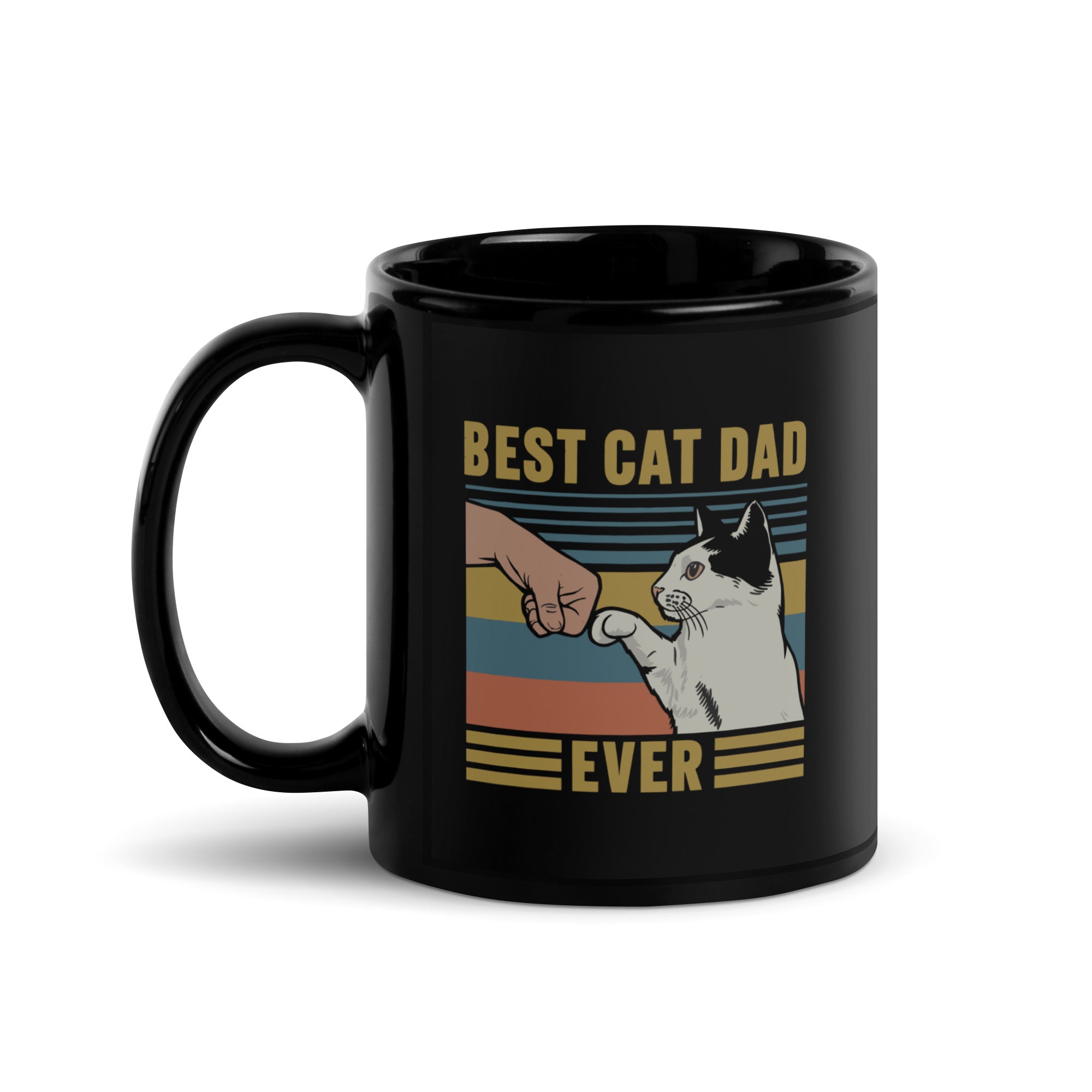 Best Cat Dad Ever Black Glossy Mug