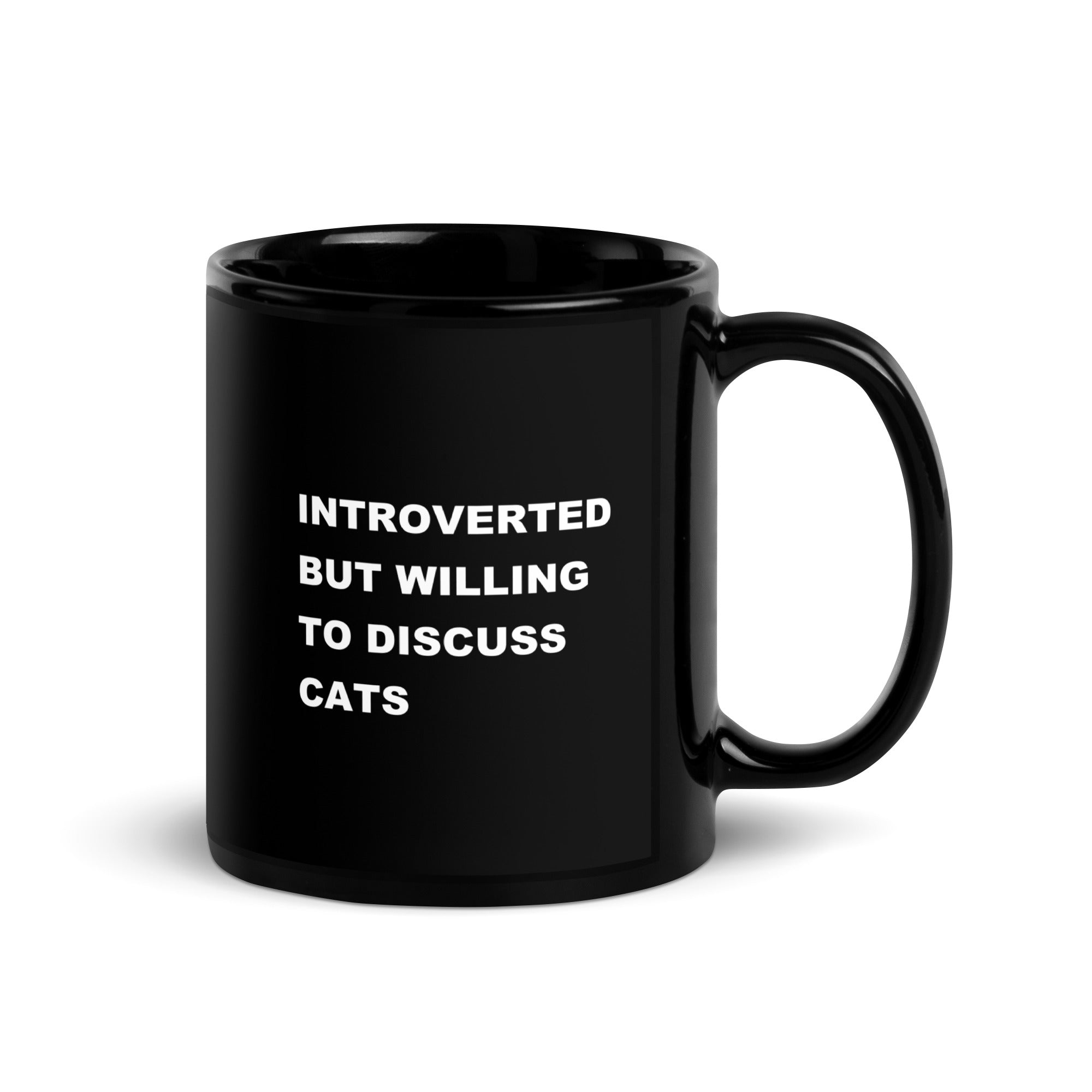 Introverted Cats Black Glossy Mug