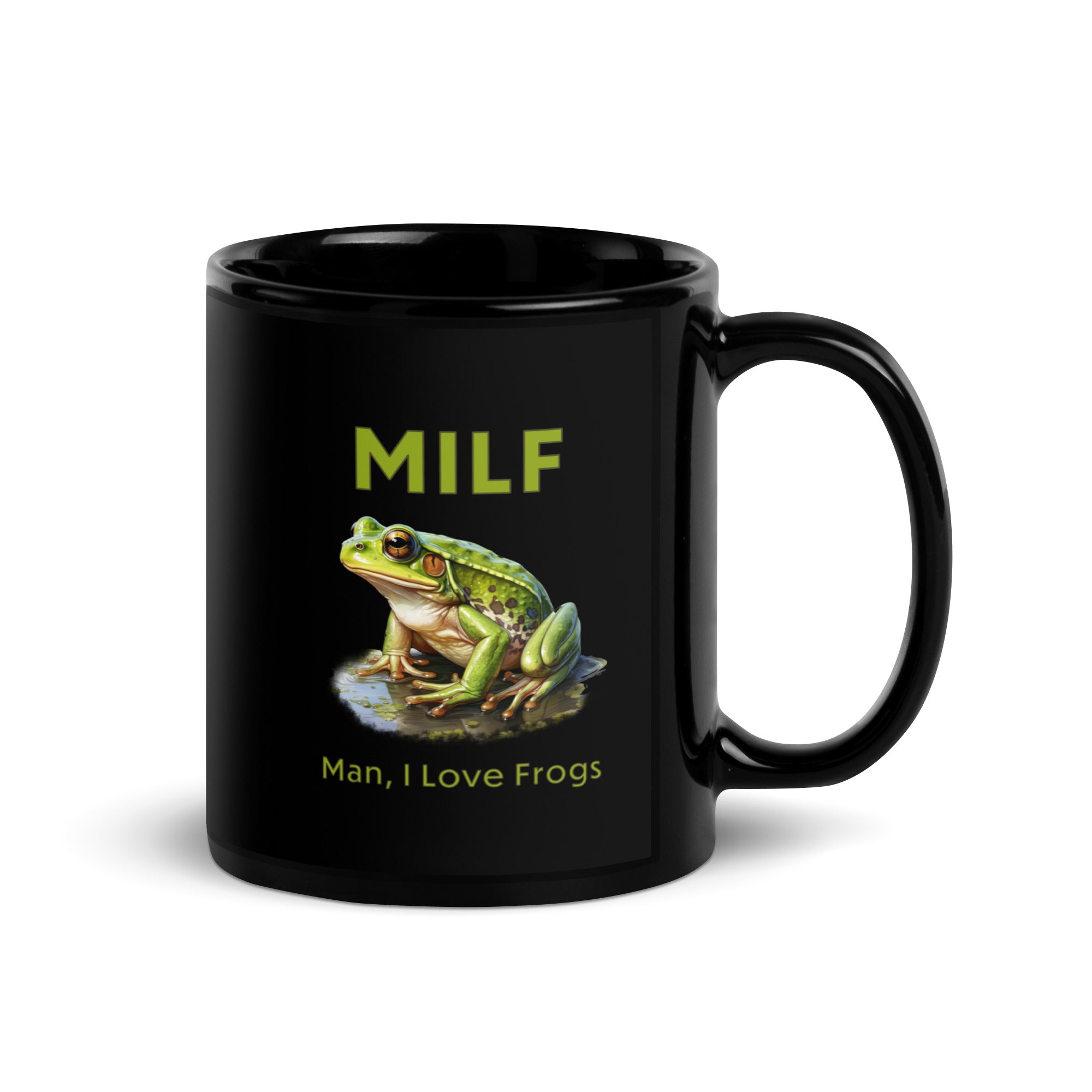 MILF Man I love Frogs Black Glossy Mug