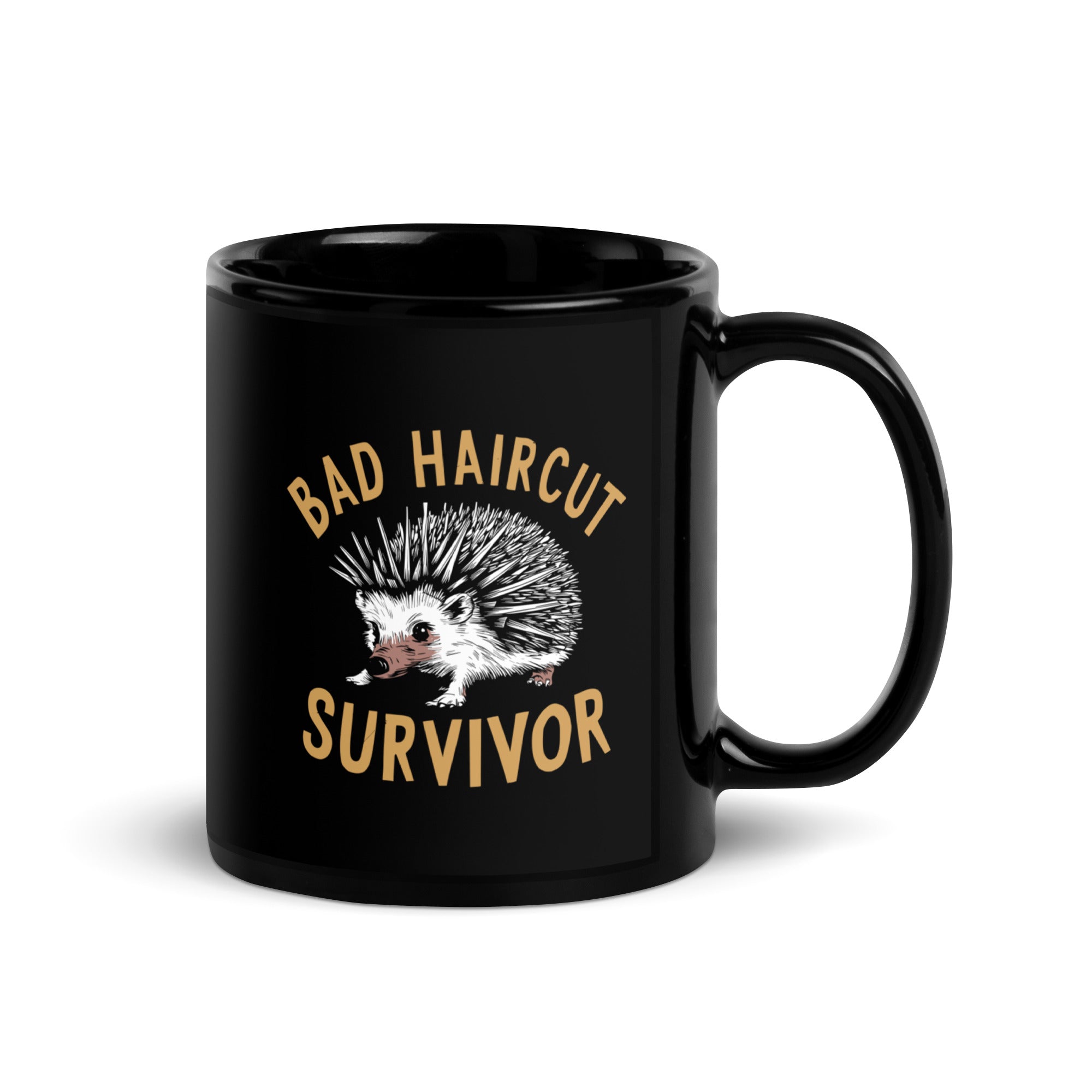 Bad Haircut Survivor Black Glossy Mug