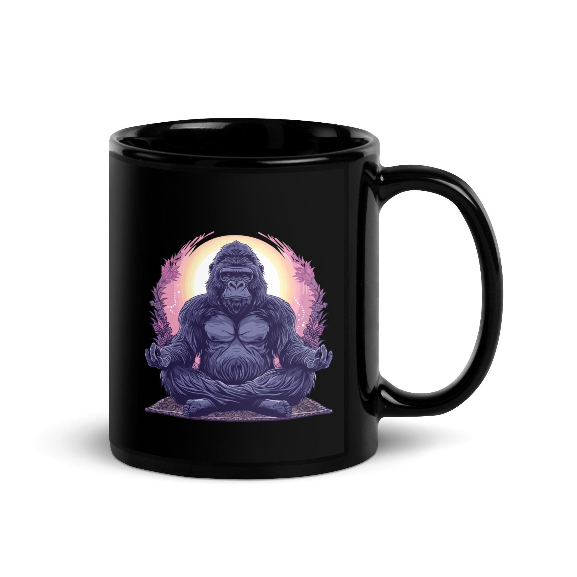 Tranquill Gorilla Black Glossy Mug