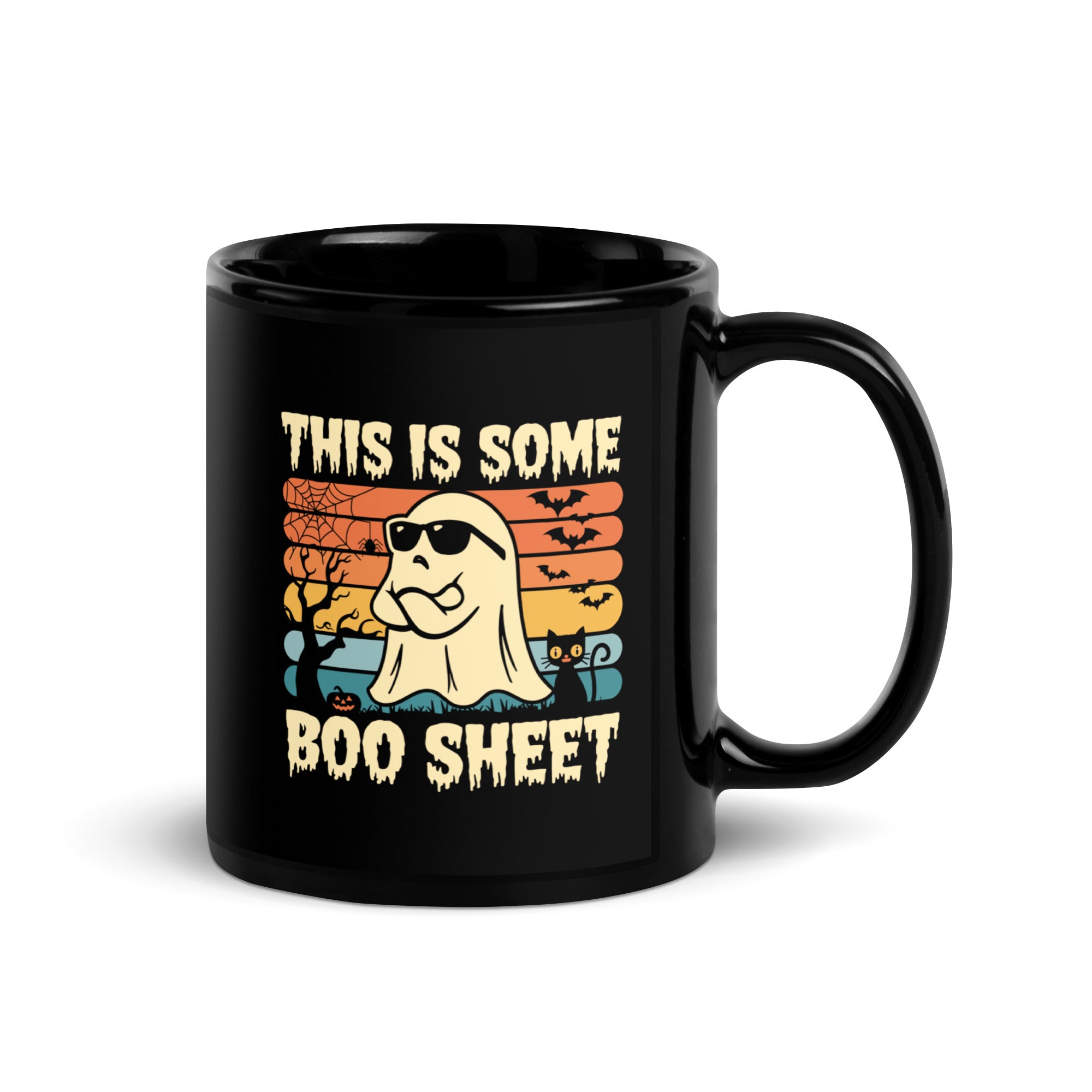 Boo Sheet Black Glossy Mug