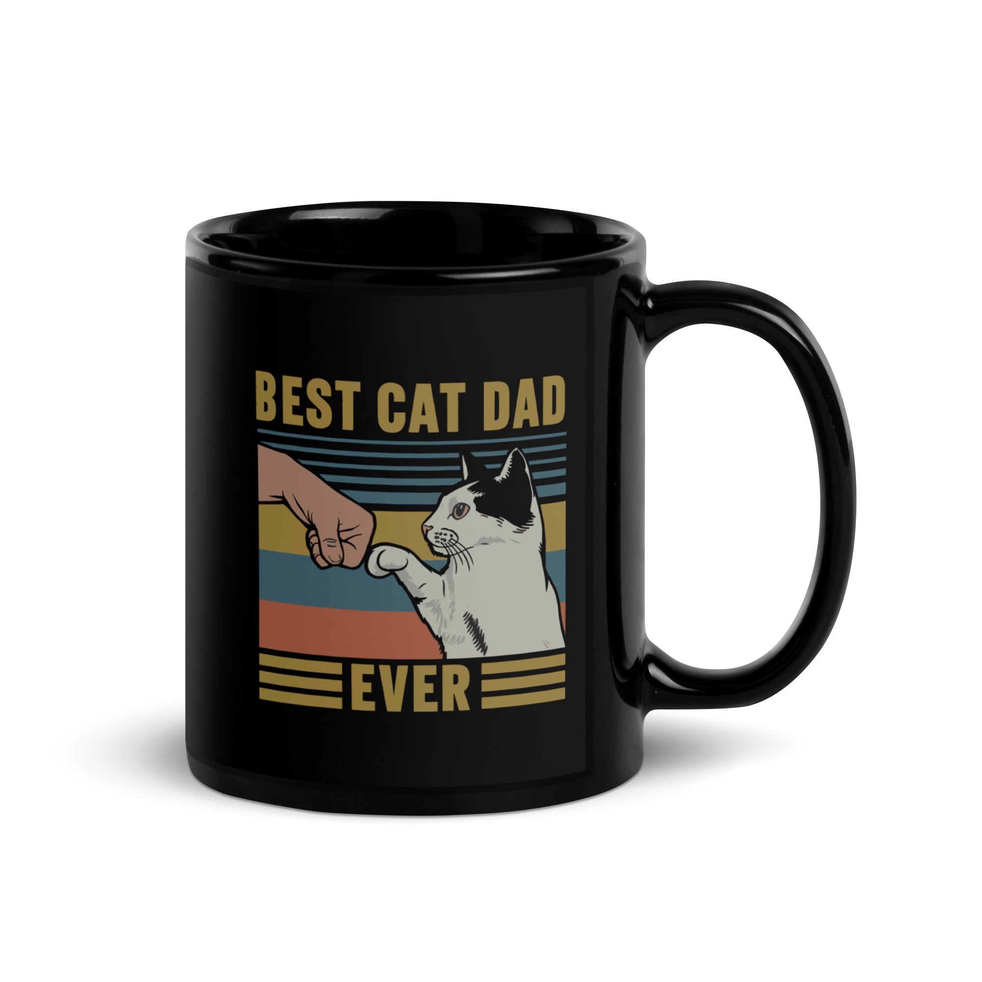 Best Cat Dad Ever Black Glossy Mug