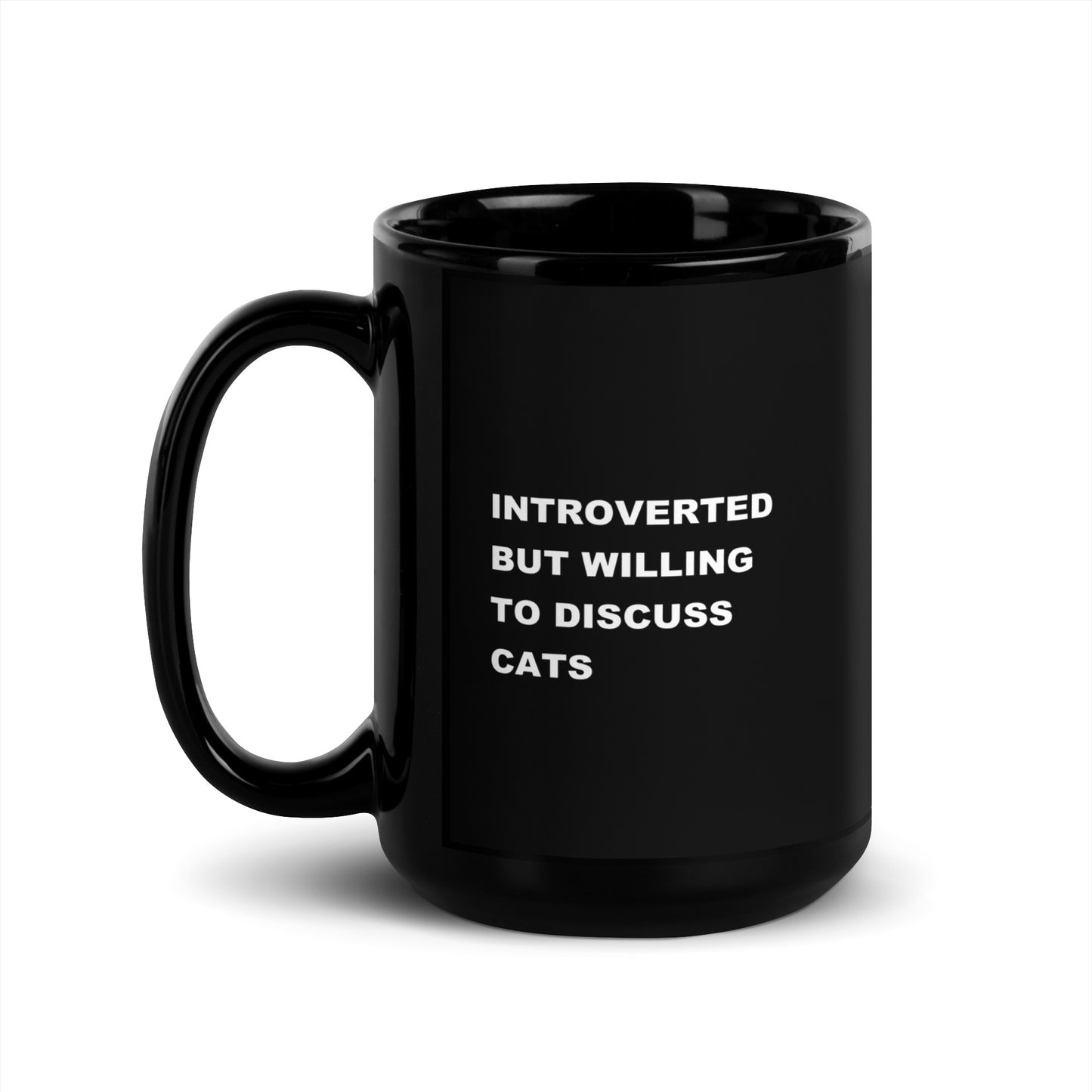 Introverted Cats Black Glossy Mug