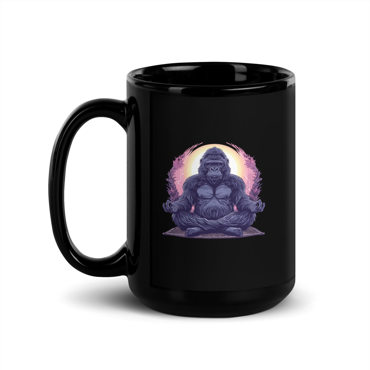 Tranquill Gorilla Black Glossy Mug